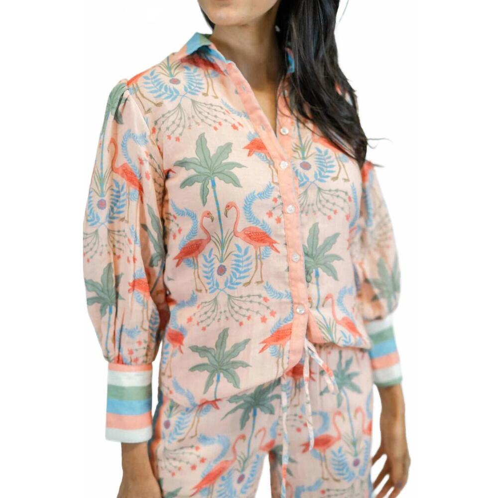NEW VICTORIA DUNN zara button down top in pink linen